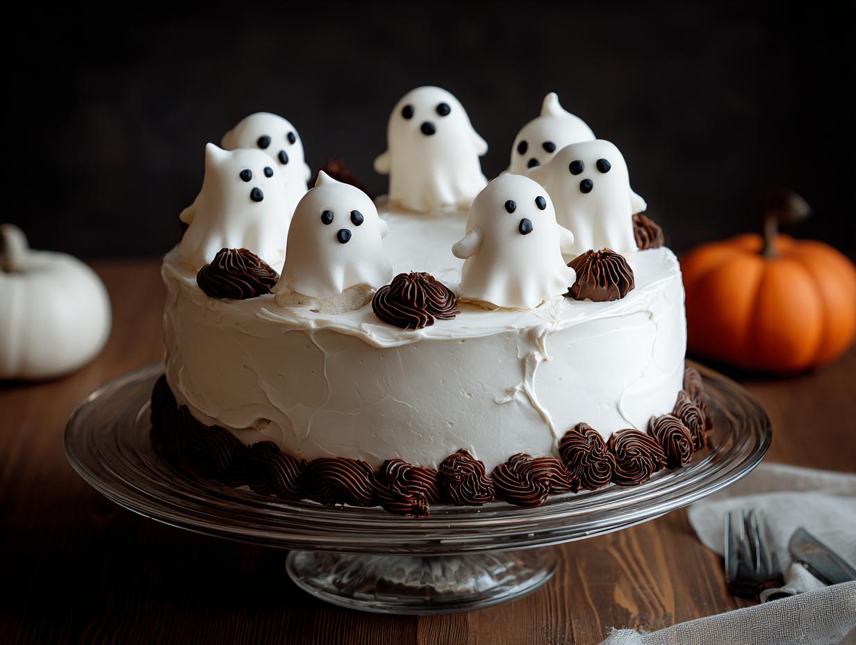 Ghost Cake: 2 Simple Steps to Spooky Fun - Ghost Cake - additional detail