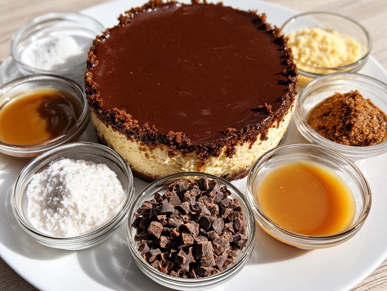 Salted Caramel Chocolate Chip: Pure Bliss Cheesecake 2 Salted Caramel Chocolate Chip Cheesecake - close-up of cheesecake filling with caramel swirl