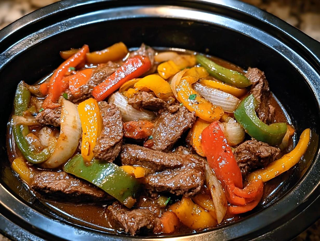 Slow Cooker Pepper Steak: Amazing 1-Pot Dinner 3 Slow Cooker Pepper Steak: Amazing 1-Pot Dinner - Slow Cooker Pepper Steak - additional detail