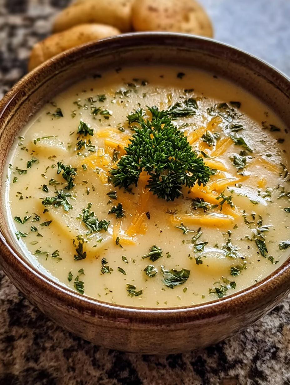 Cheddar Garlic Herb Potato Soup: 15 Min Magic 1 Cheddar Garlic Herb Potato