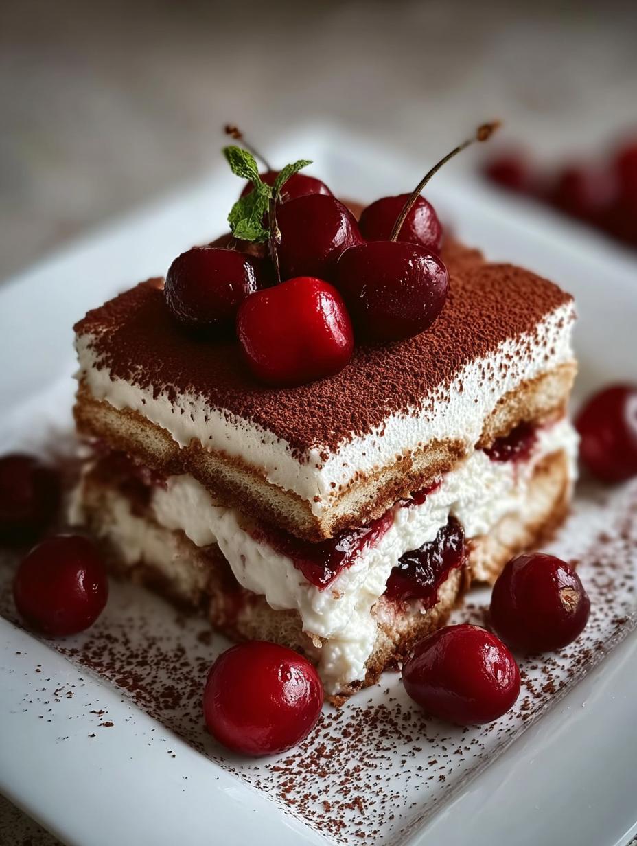 Cherry Amaretto Tiramisu: Divine No-Bake Dessert 2 Cherry Amaretto Tiramisu: Divine No-Bake Dessert - Cherry Amaretto Tiramisu - main visual representation