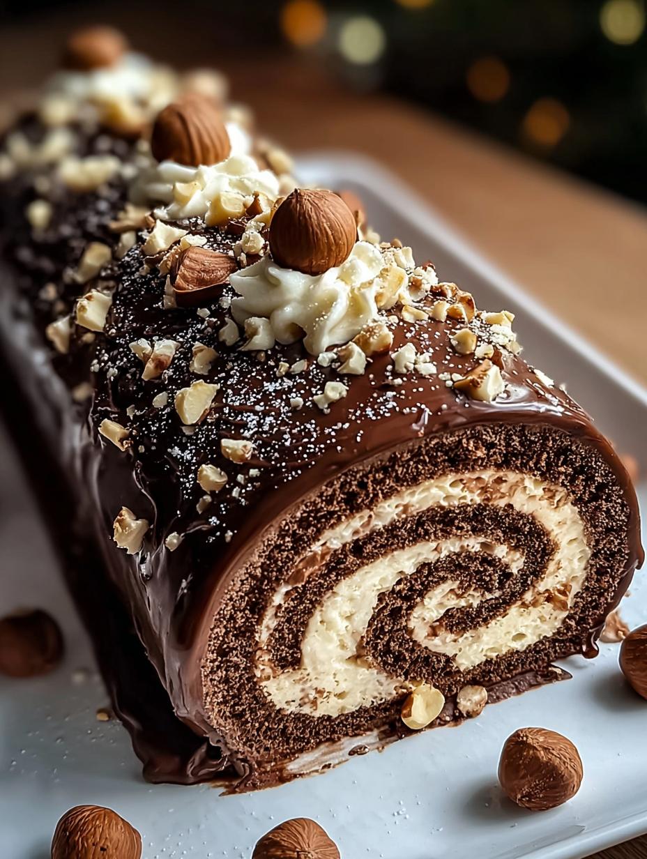 Decadent Chocolate Hazelnut Yule: 4 Egg Delight 2 Decadent Chocolate Hazelnut Yule: 4 Egg Delight - Close-up of the rich chocolate sponge cake layers