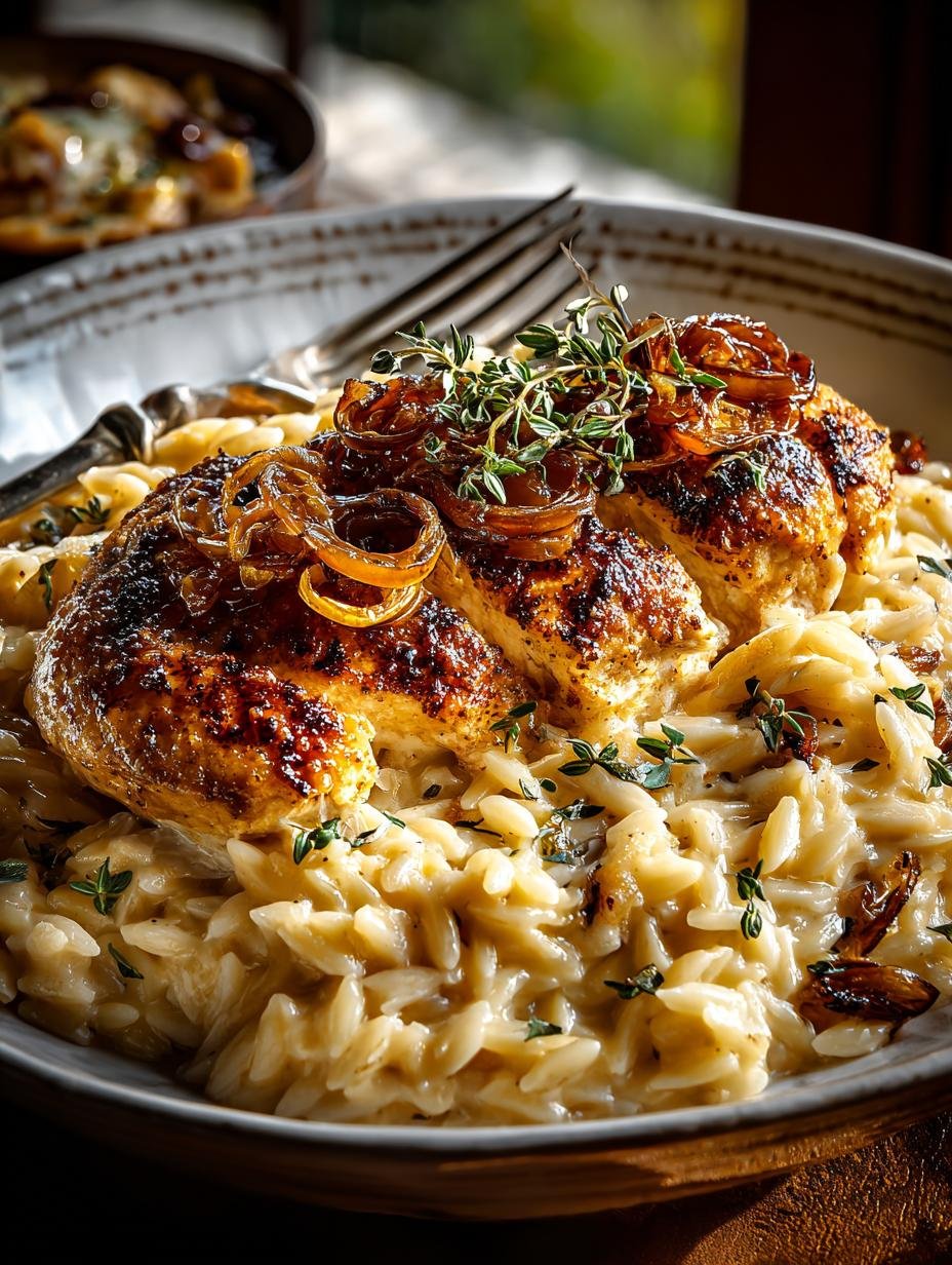 French Onion Chicken Orzo Casserole: 6 Ingredients to Love - French Onion Chicken Orzo - main visual representation