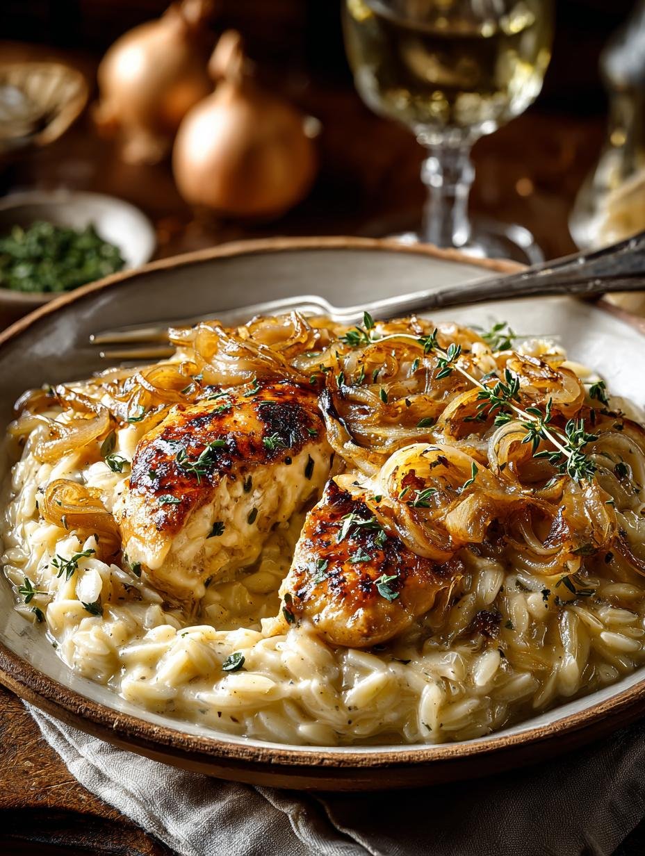 French Onion Chicken Orzo Casserole: 6 Ingredients to Love - French Onion Chicken Orzo - additional detail
