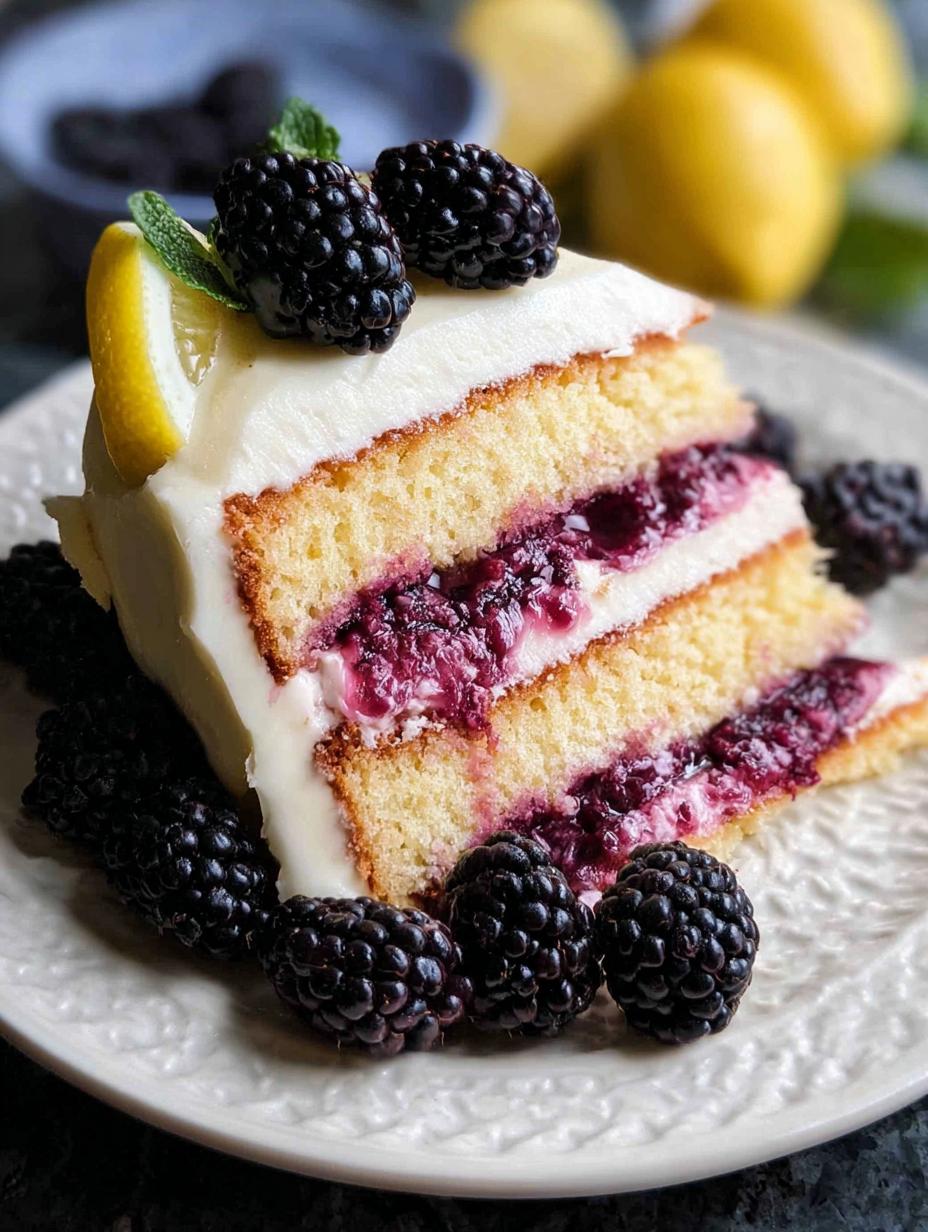 Bold Lemon Blackberry Cake: 2 Amazing Layers 3 Bold Lemon Blackberry Cake: 2 Amazing Layers - Lemon Blackberry Cake - additional detail