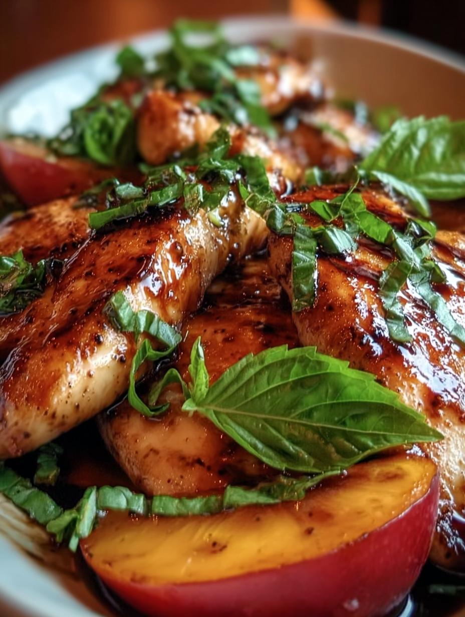 Peach Basil Balsamic Chicken: 1 Sweet Dinner 2 Peach Basil Balsamic Chicken: 1 Sweet Dinner - Peach Basil Balsamic Chicken - main visual representation