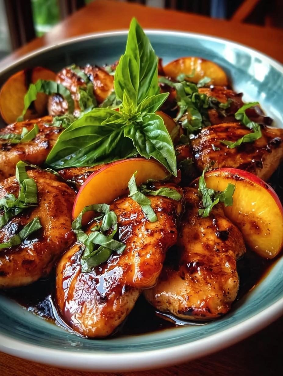 Peach Basil Balsamic Chicken: 1 Sweet Dinner 3 Peach Basil Balsamic Chicken: 1 Sweet Dinner - Peach Basil Balsamic Chicken - additional detail