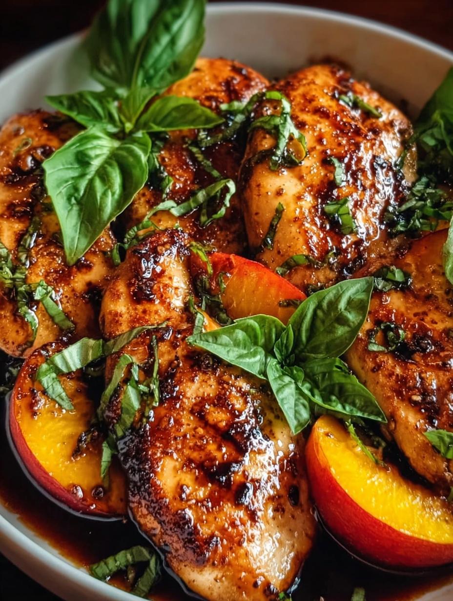 Peach Basil Balsamic Chicken: 1 Sweet Dinner 1 Peach Basil Balsamic Chicken