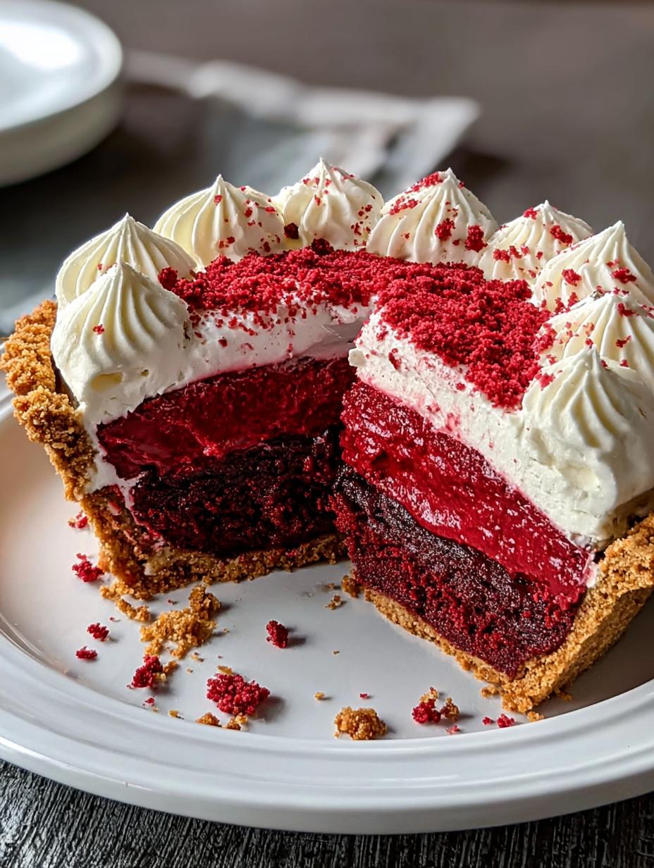 Decadent Red Velvet Brownie Pie: 1 amazing recipe 2 Decadent Red Velvet Brownie Pie - rich fudgy center and flaky crust