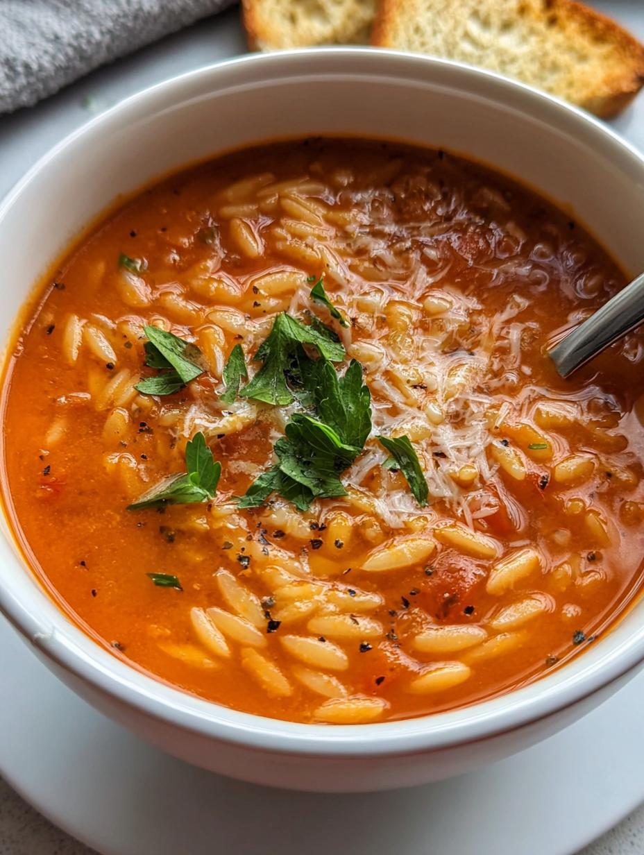Amazing Tomato Orzo Soup: 15 Minute Prep 3 Amazing Tomato Orzo Soup: 15 Minute Prep - Tomato Orzo Soup - additional detail