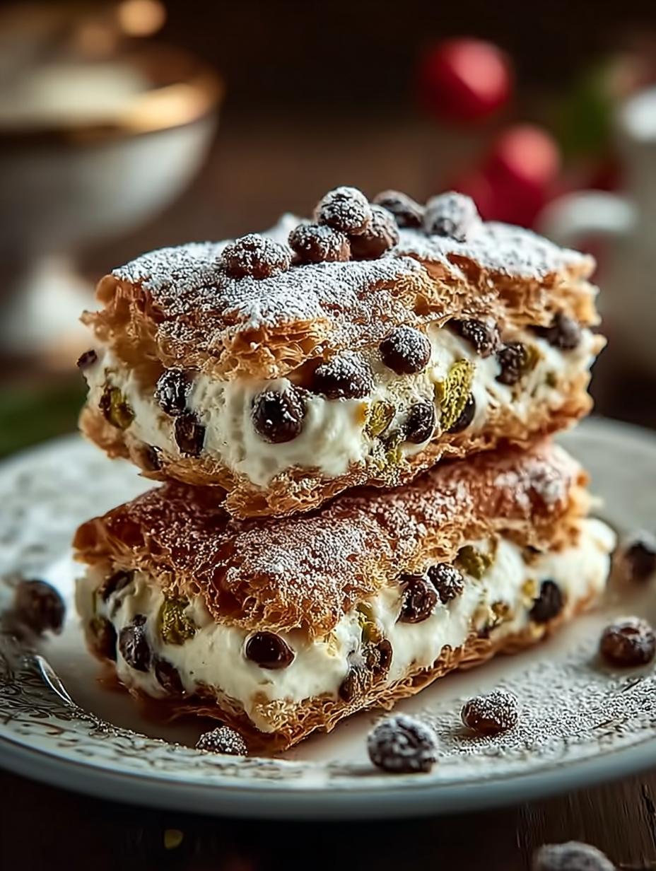 Irresistible Cannoli Squares ready to serve on a plate