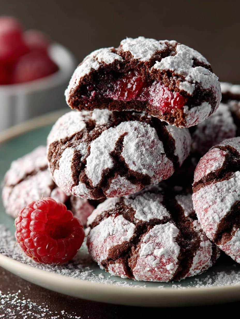 Chocolate Raspberry Crinkle Cookies: 12 Melting Wonders - Chocolate Raspberry Crinkle Cookies - main visual representation