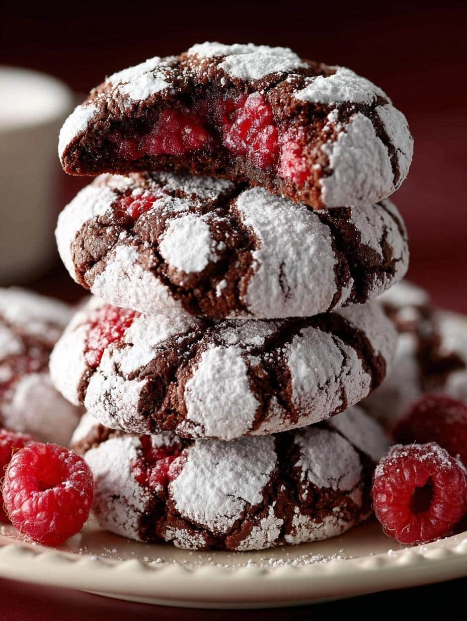 Chocolate Raspberry Crinkle Cookies: 12 Melting Wonders - Chocolate Raspberry Crinkle Cookies - additional detail