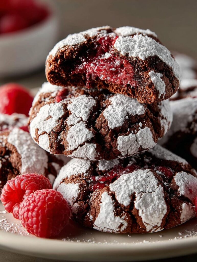 Chocolate Raspberry Crinkle Cookies