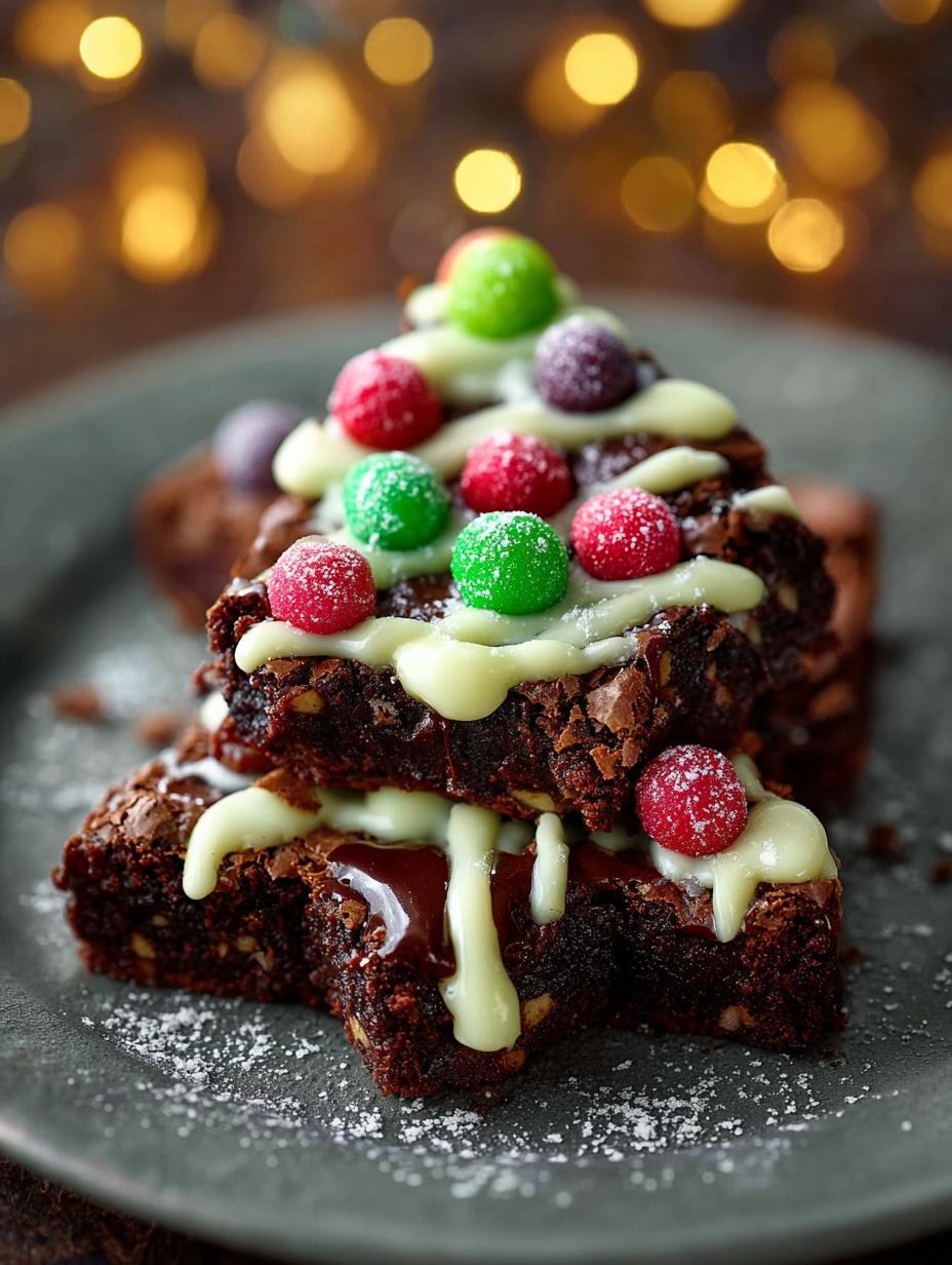 Christmas Tree Brownies with
