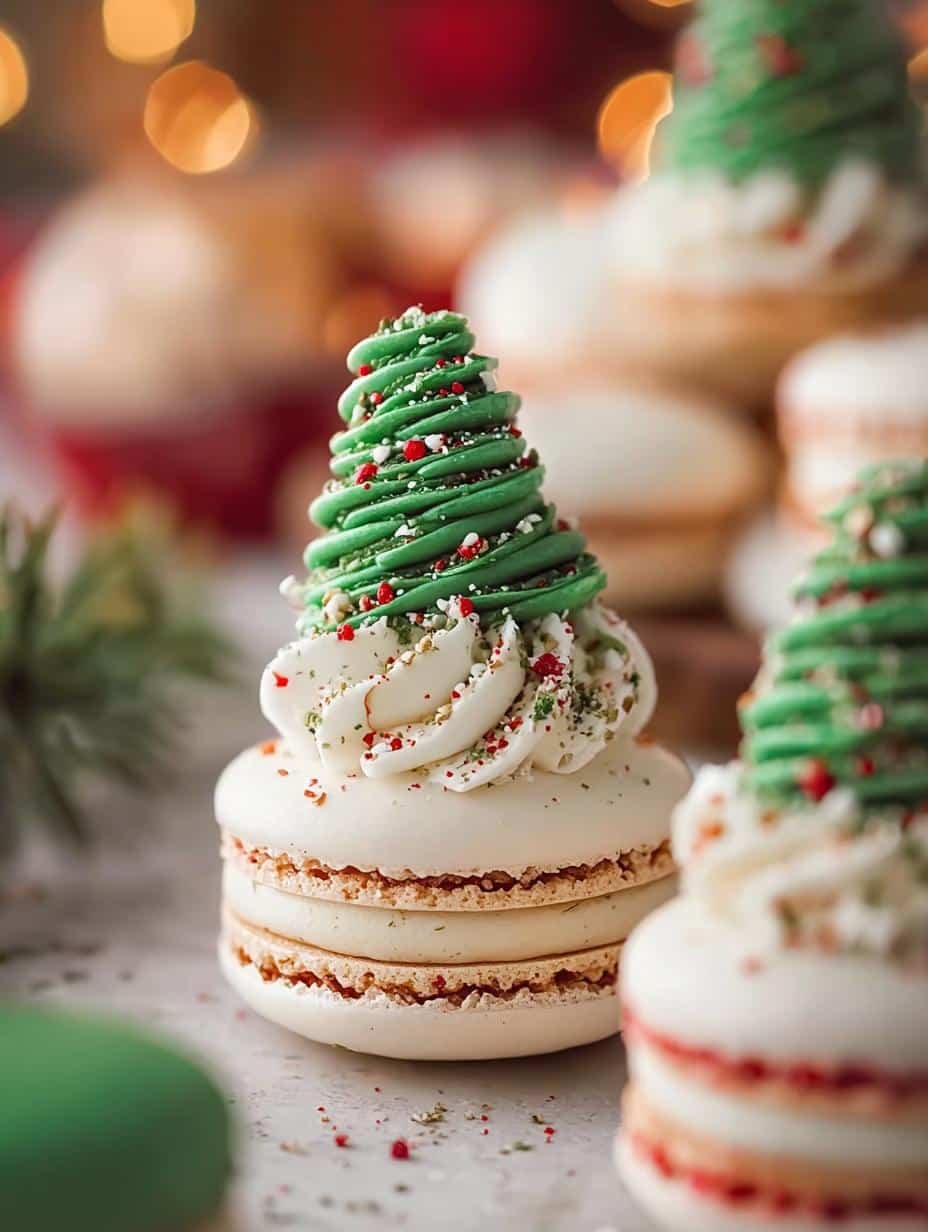 Christmas Tree Cake Macarons