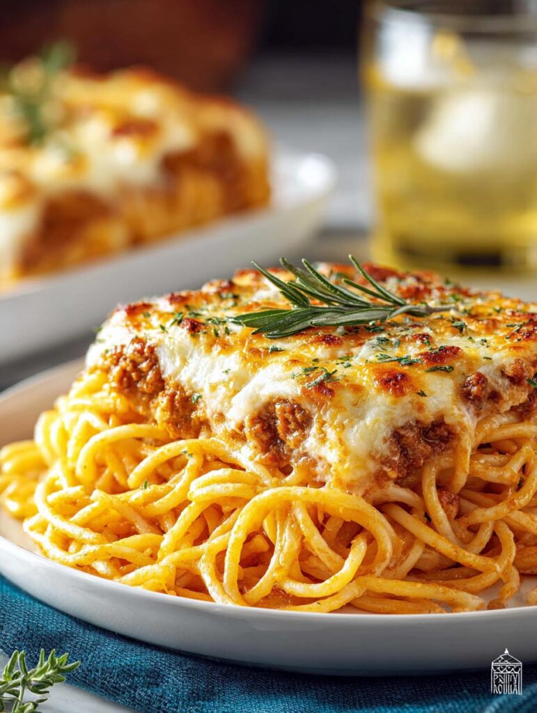 Creamy Alfredo Spaghetti Bake