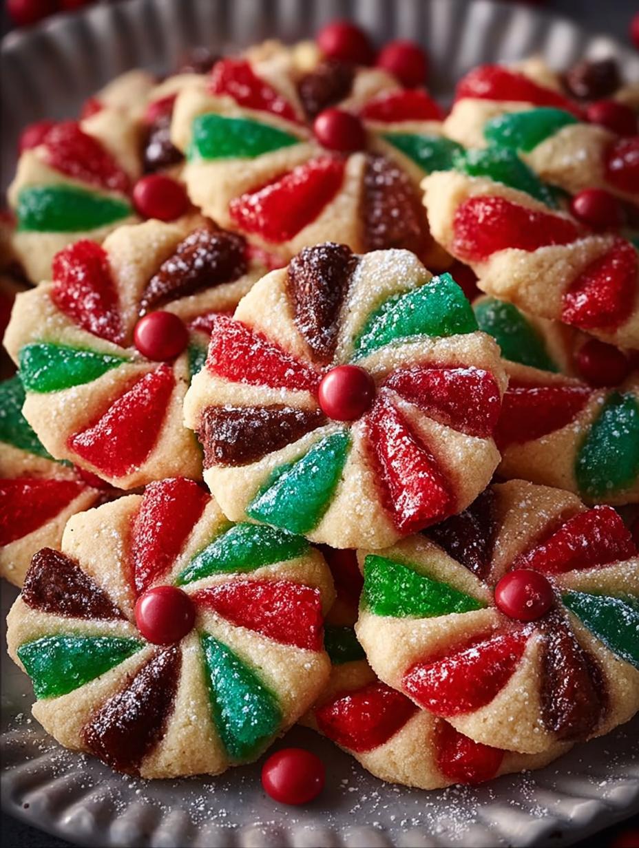 Poinsettia Cookies with Mandms