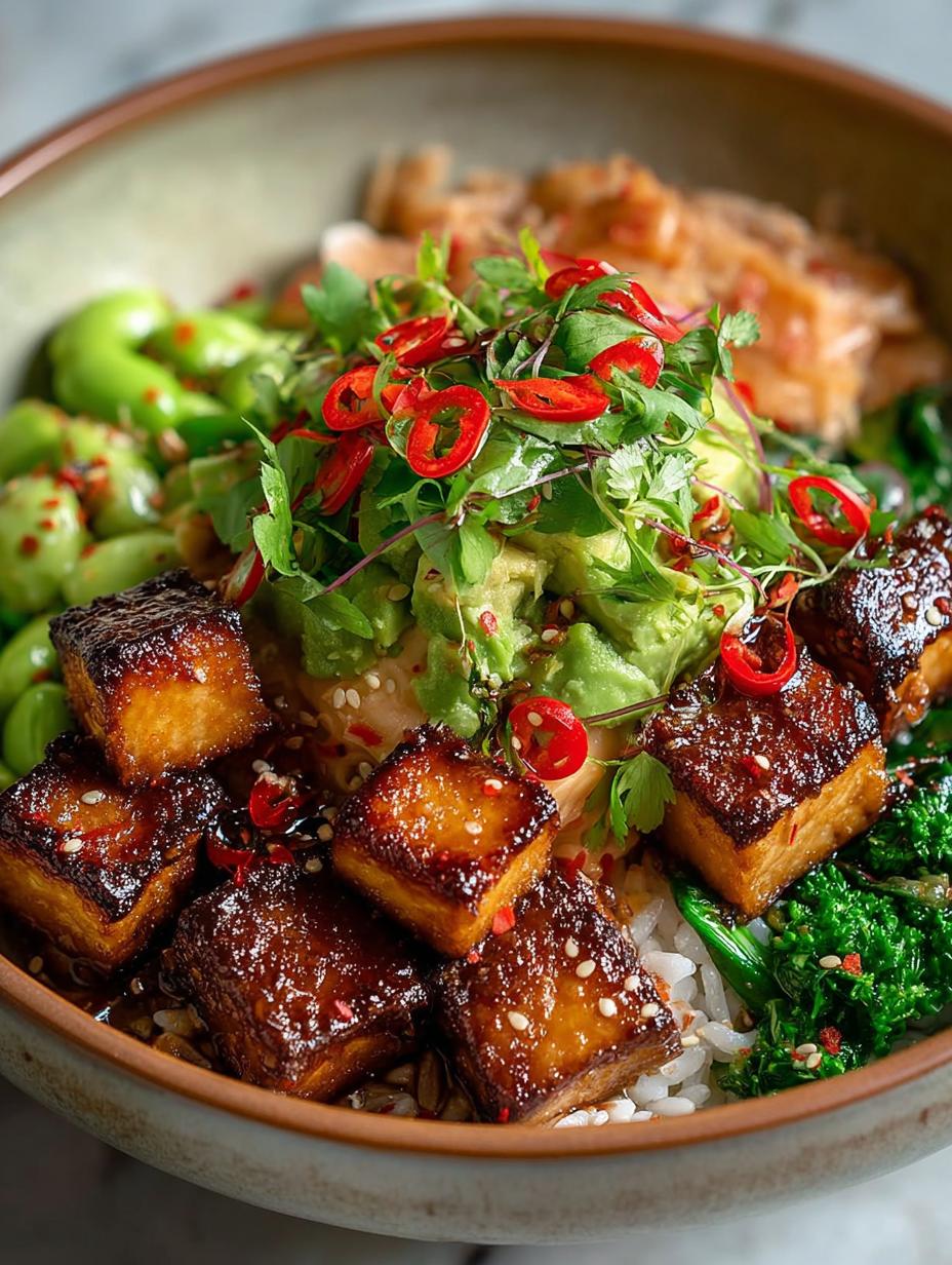 Delicious Sticky Glazed Tofu Bowl for Dinner - Sticky Glazed Tofu Bowl - additional detail