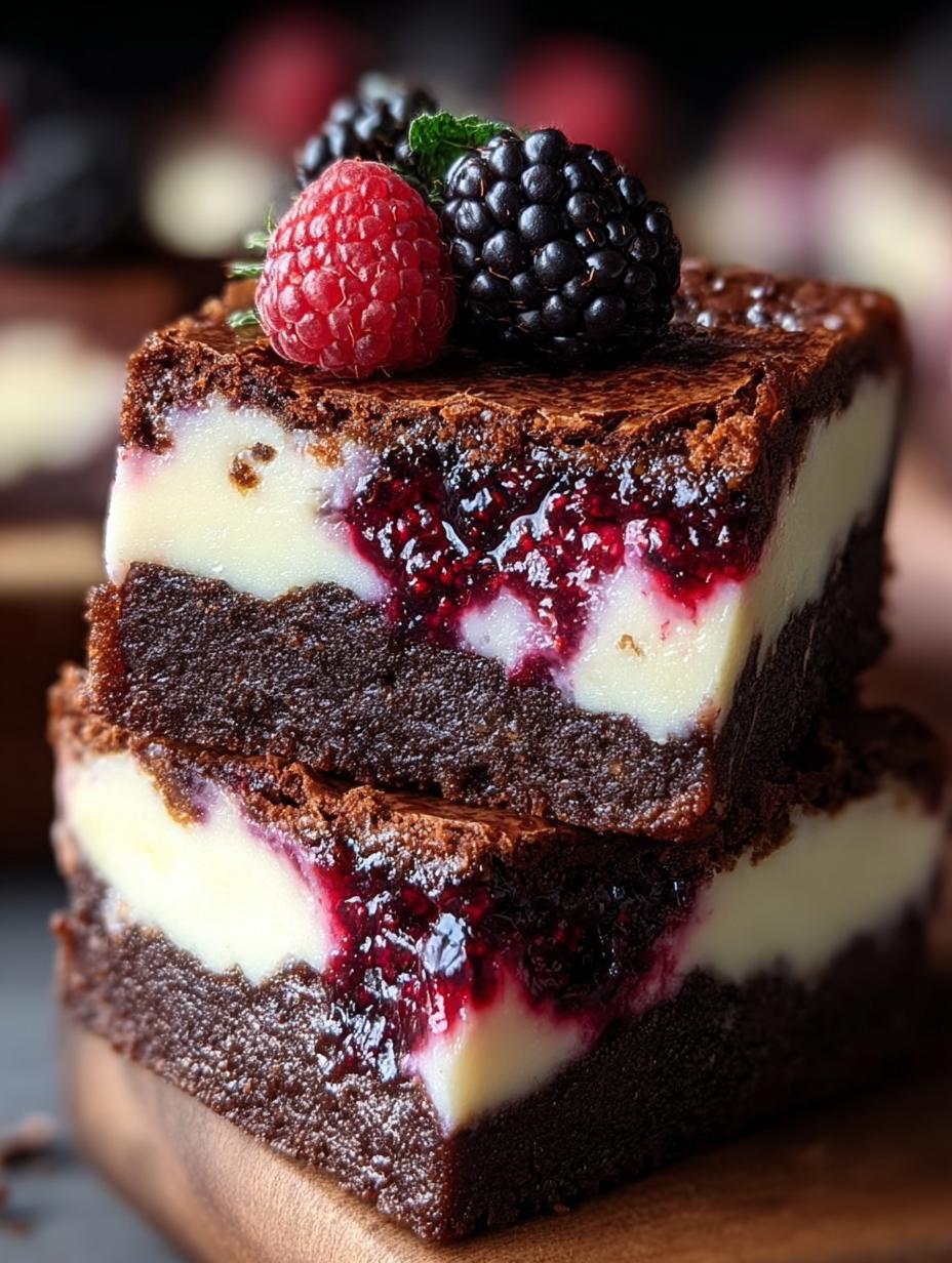 Blackberry Cheesecake Brownies: 5 Layers of Bliss - Blackberry Cheesecake Brownies - main visual representation
