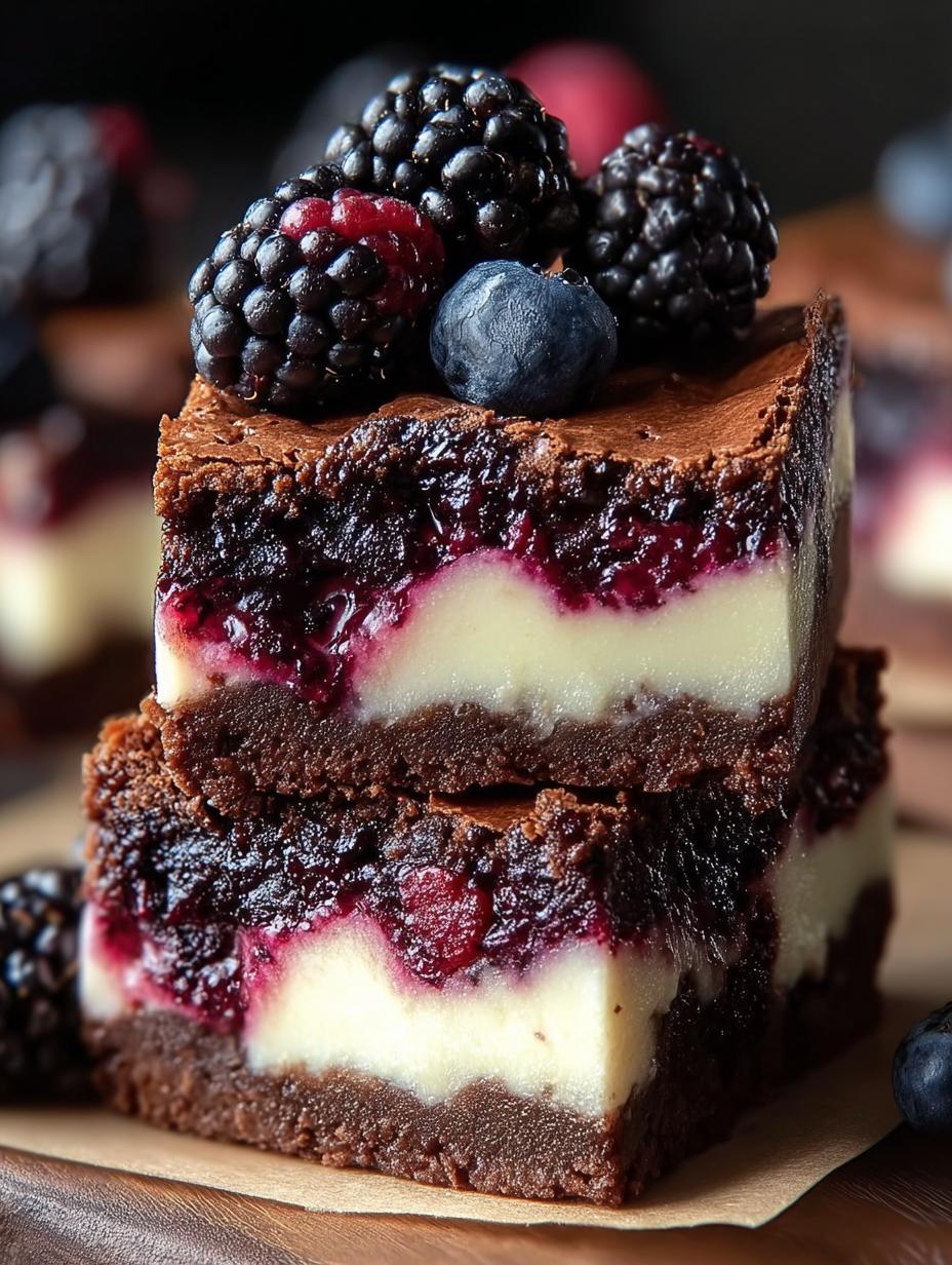 Blackberry Cheesecake Brownies: 5 Layers of Bliss - Blackberry Cheesecake Brownies - additional detail