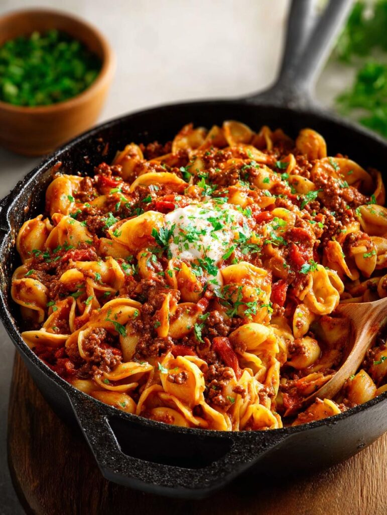 Cheesy Taco Pasta Skillet