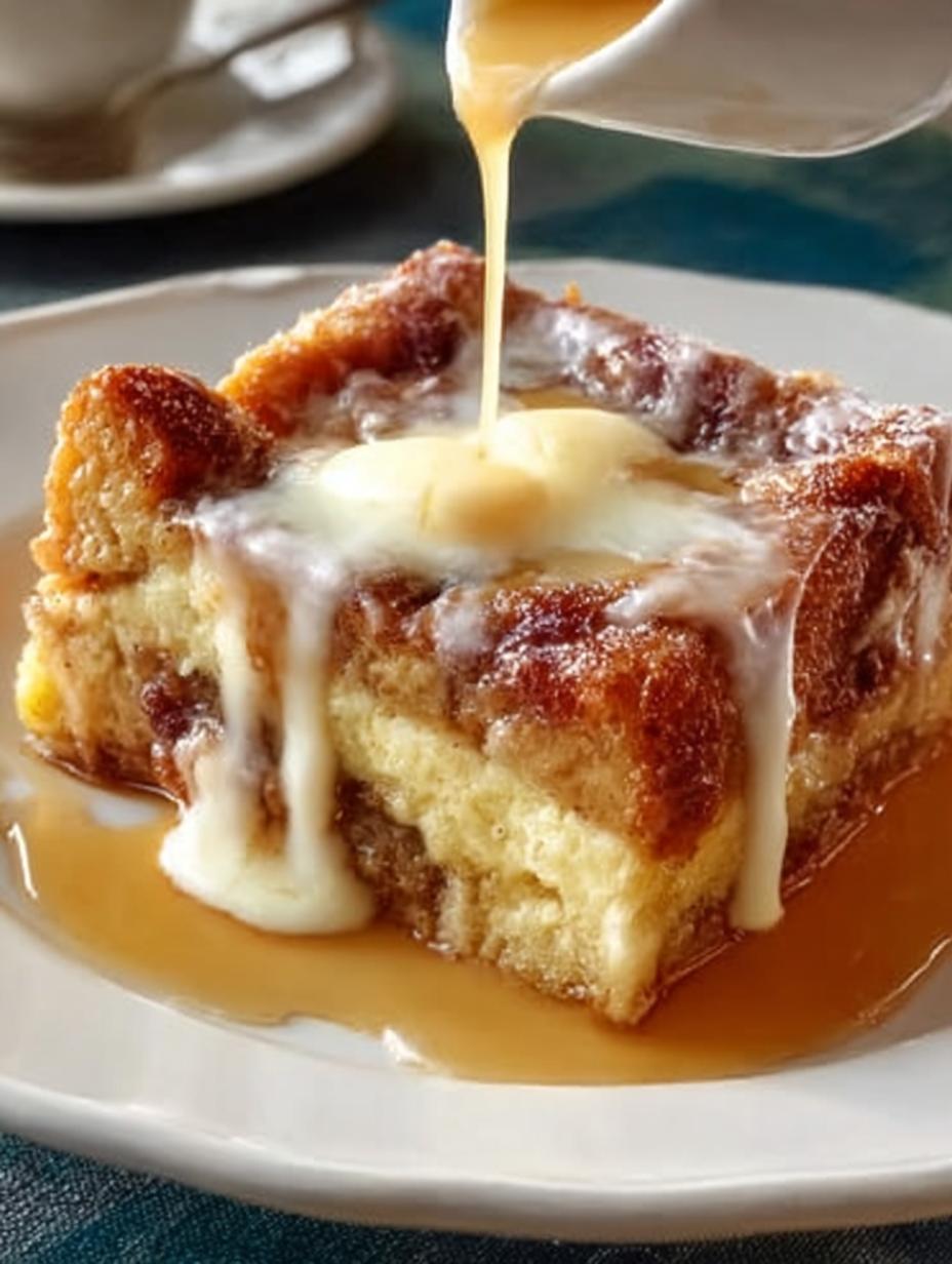 Irresistible Condensed Milk Bread Pudding fresh from the oven on a serving dish