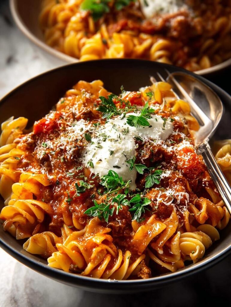 Creamy Tomato Beef Pasta