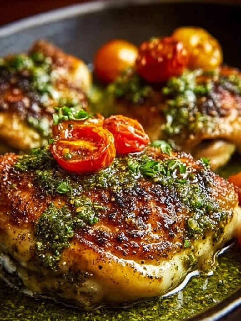 Crunchy Pesto Chicken Thighs