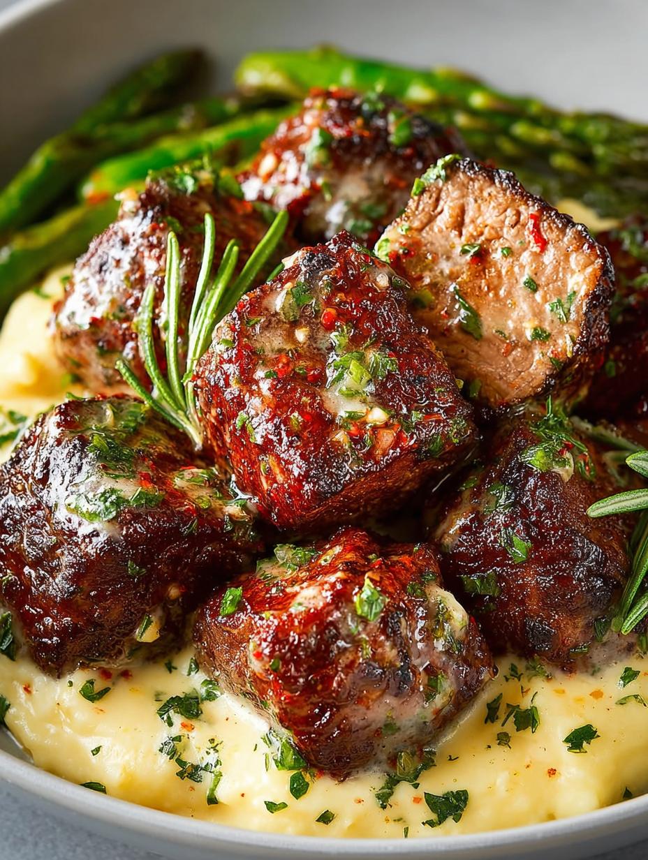 Garlic Butter Steak Bites with Parmesan Cream Sauce Delight - Garlic Butter Steak Bites - main visual representation