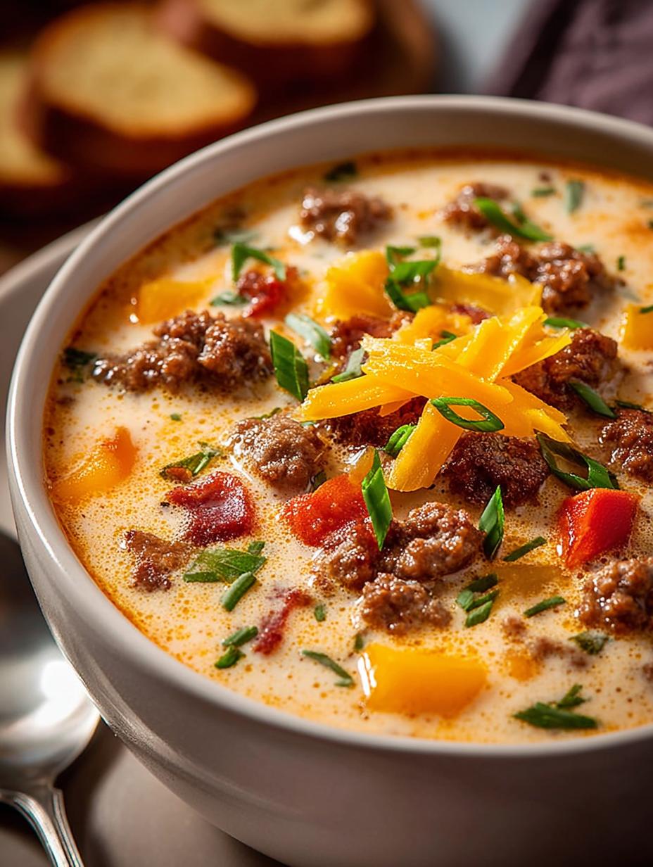 Irresistible Crockpot Cheeseburger Soup