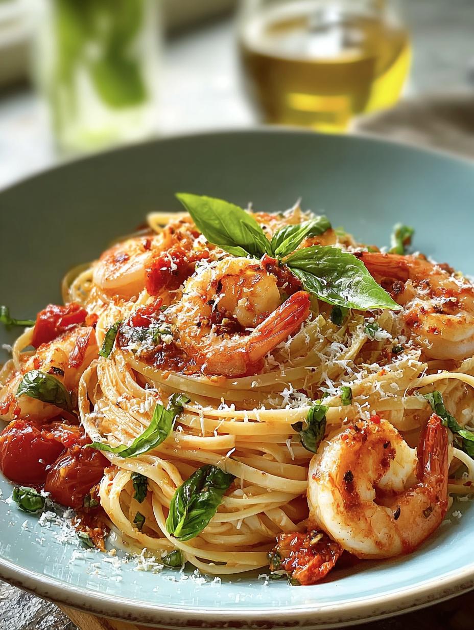 Italian Shrimp Linguine with Zesty Spicy Sauce - Italian Shrimp Linguine with - main visual representation