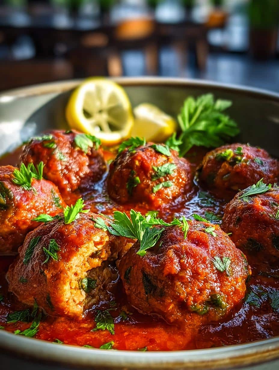 Moroccan Meatballs in Spiced Tomato Sauce for Dinner Delight - Moroccan Meatballs - main visual representation