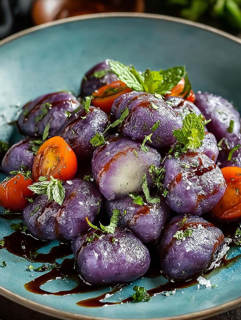 Delicious Purple Sweet Potato Gnocchi with Fresh Chutney - Purple Sweet Potato Gnocchi - main visual representation