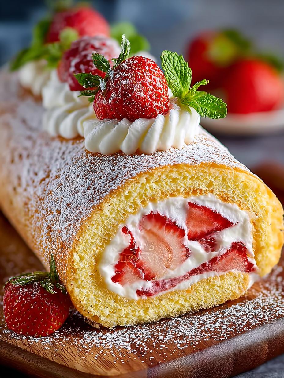 Strawberry Swiss Roll Cake