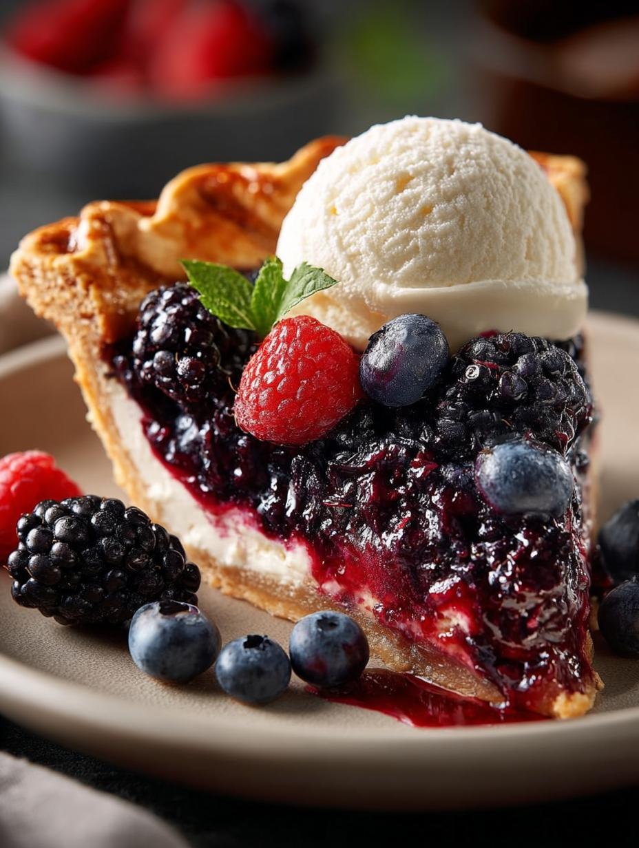 Delicious Triple Berry Pie with a Flaky Crust - Triple Berry Pie with - main visual representation
