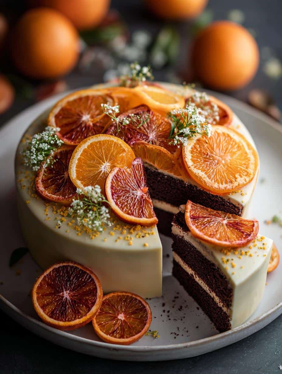 Blood Orange Chocolate Cake: 8 Layers of Zesty Delight - Blood Orange Chocolate Cake - additional detail