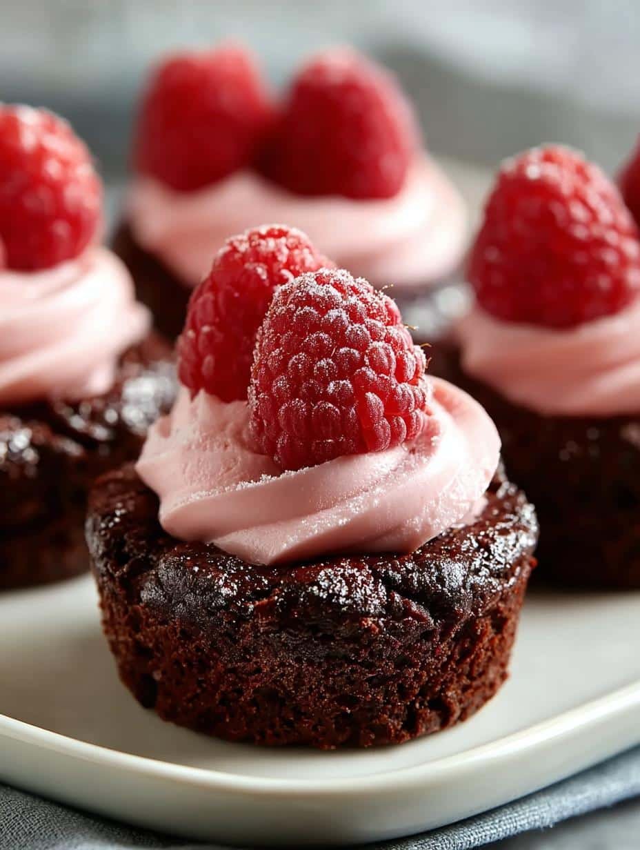Mini Brownie Cups with Raspberry Mousse Delight - Mini Brownie Cups with - main visual representation