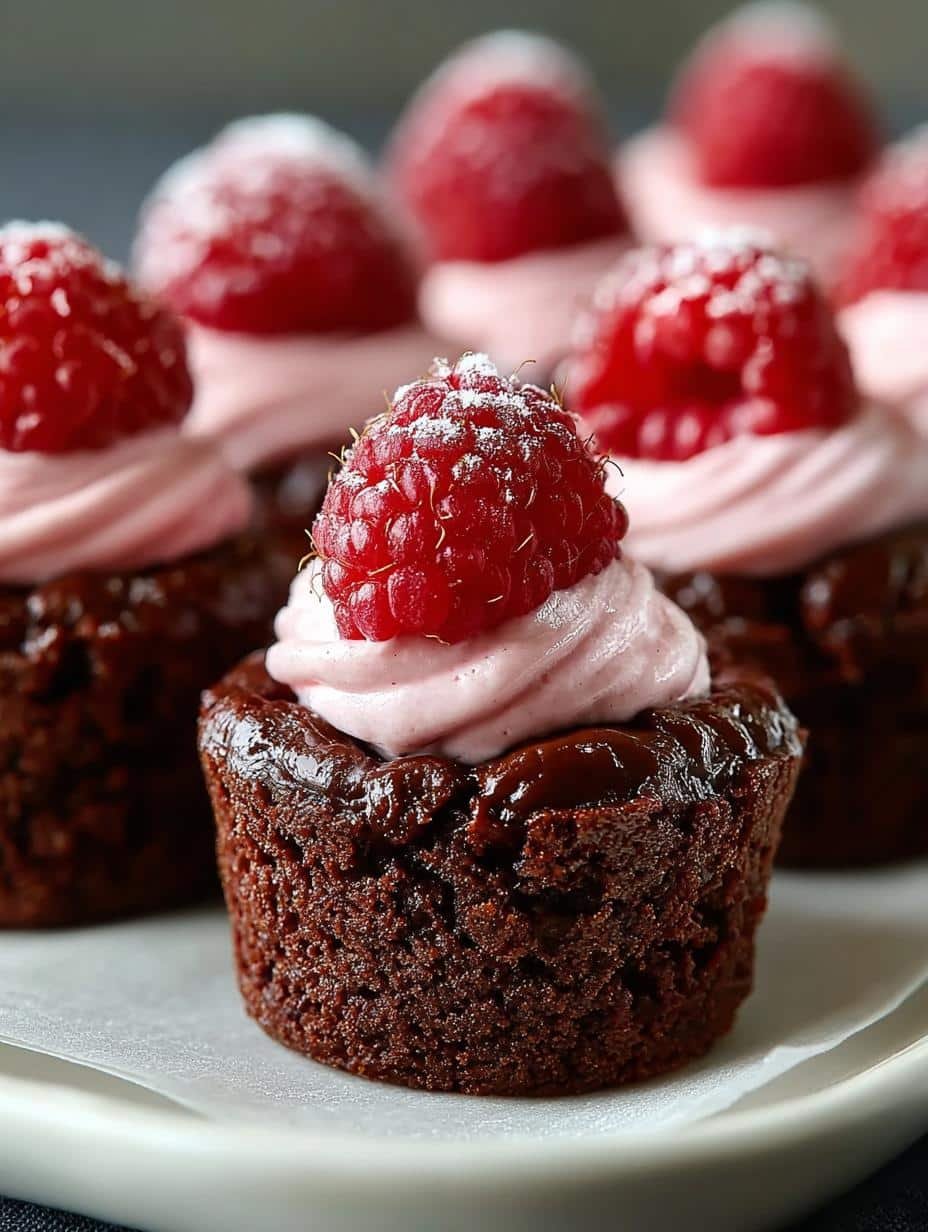 Mini Brownie Cups with Raspberry Mousse Delight - Mini Brownie Cups with - additional detail