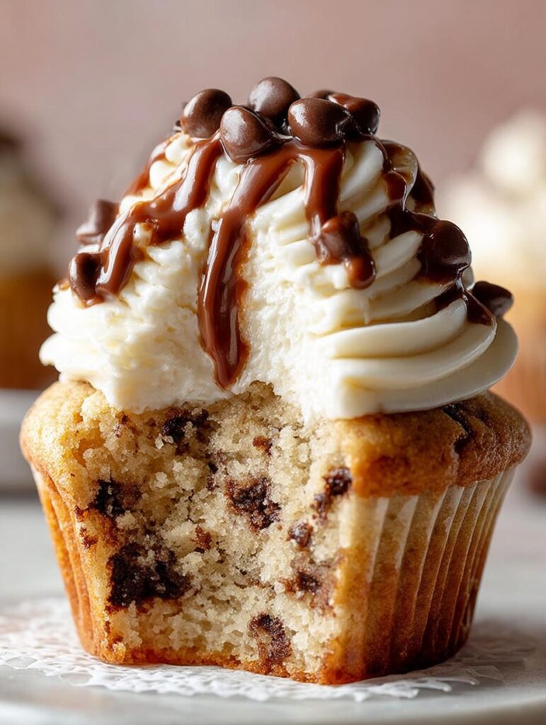 Molten Cookie Dough Cupcakes