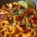 Creamy Cowboy Butter Chicken Pasta served in a bowl with herbs and spices