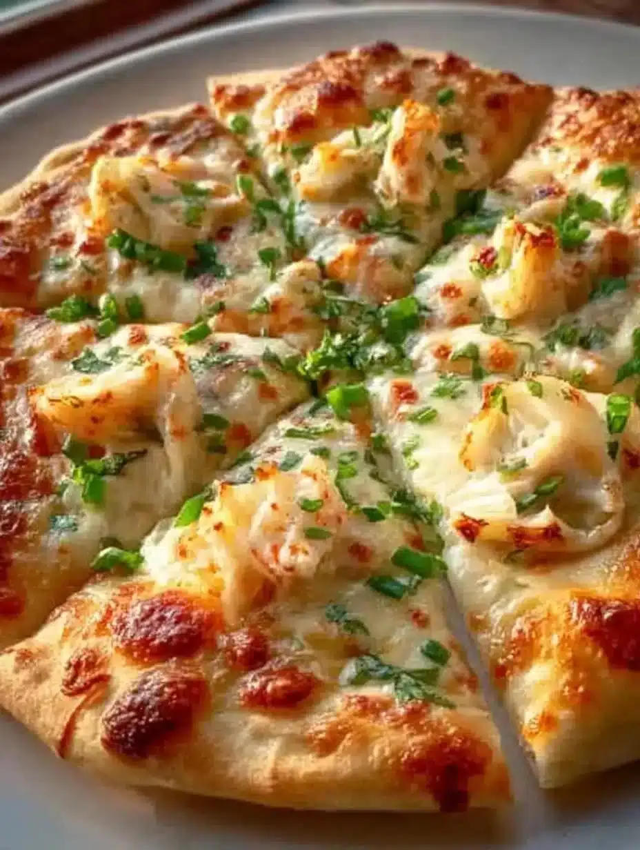Crab Rangoon Pizza 1 Delicious Crab Rangoon Pizza topped with crispy wontons and creamy filling