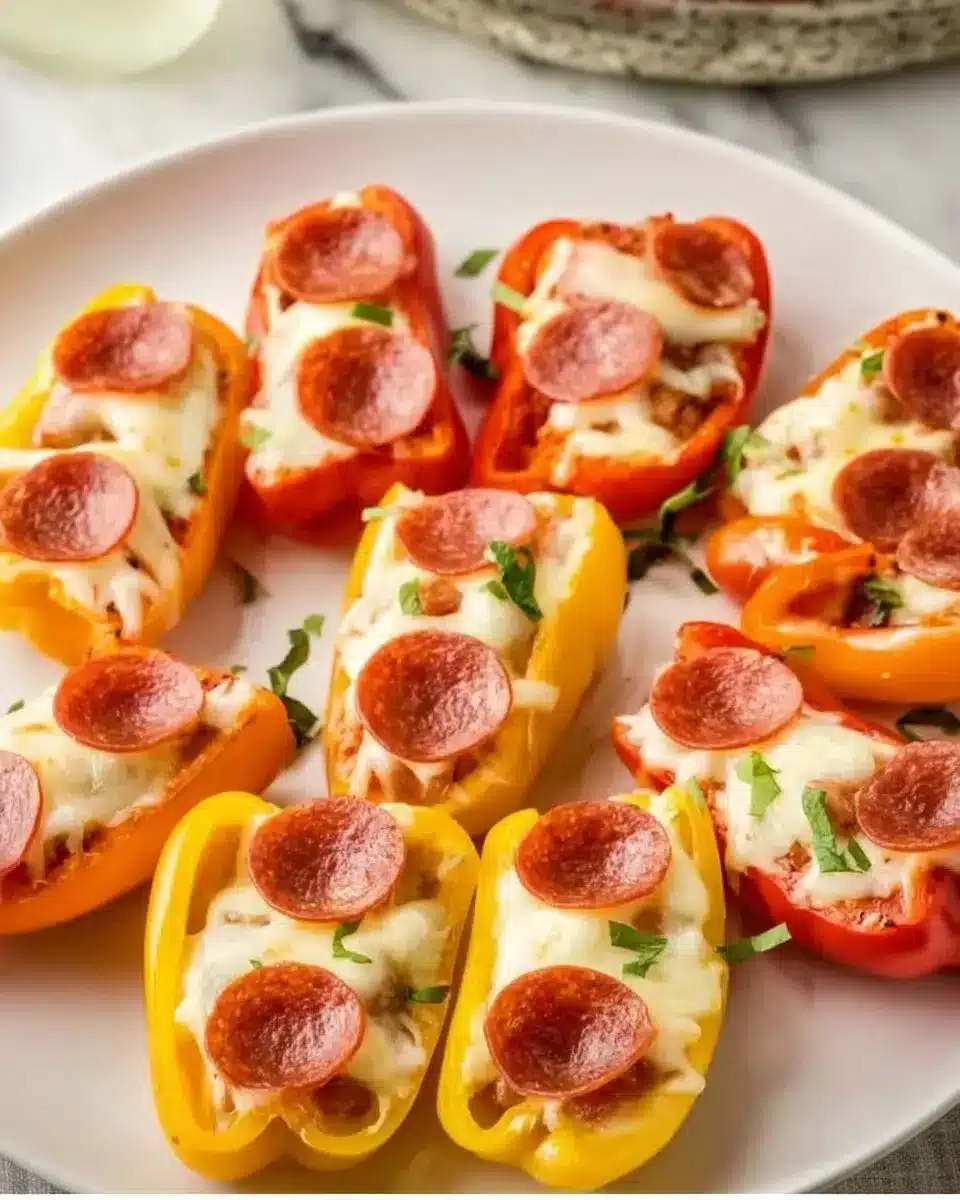 Pizza Stuffed Mini Peppers 1 Pizza stuffed mini peppers filled with cheese, pepperoni, and spices